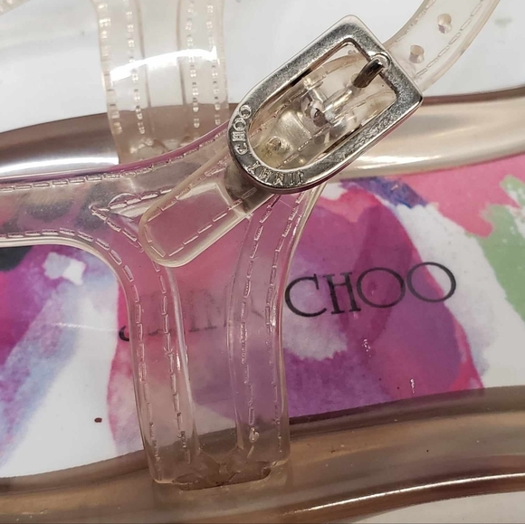 Jimmy Choo Made in Italy Jelly Sandals Clear Multicoloured Print Size 40 - Picture 5 of 11